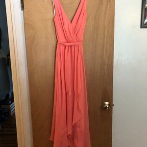 David’s Bridal “Coral Reef” Ruffle-Trim Chiffon bridesmaids dress